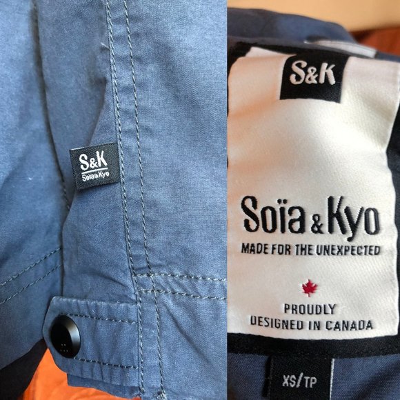 Soia & Kyo Women's Navy Hooded Jacket With Angled Pockets & Zipper Closure, XS - Picture 6 of 9